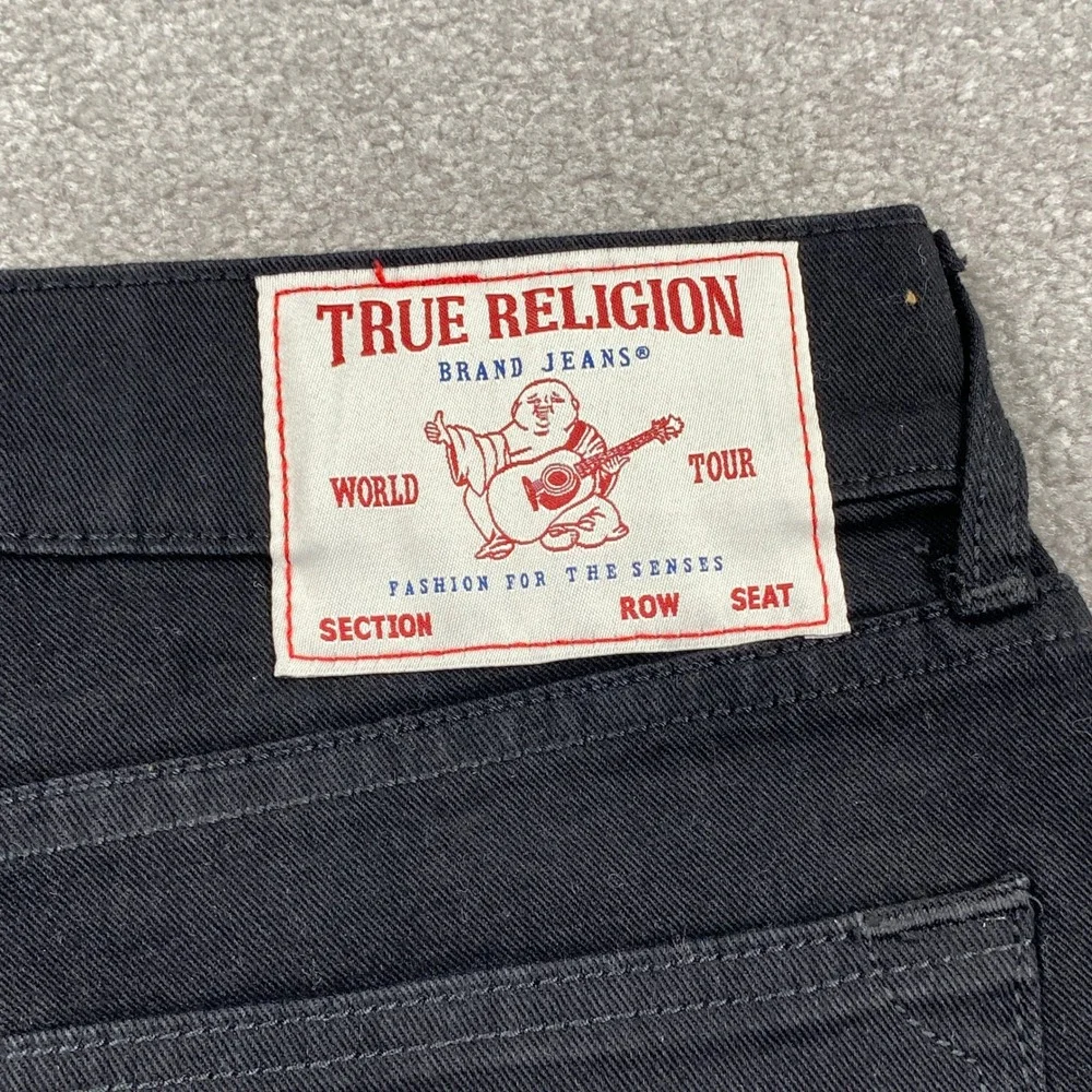 True Religion Geno Stud Slim Jeans Mens 34 Black Studded Horseshoe 700591